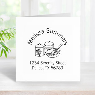 Baking - Mixing Bowl, Whisker Arch Address Rubber Stamp