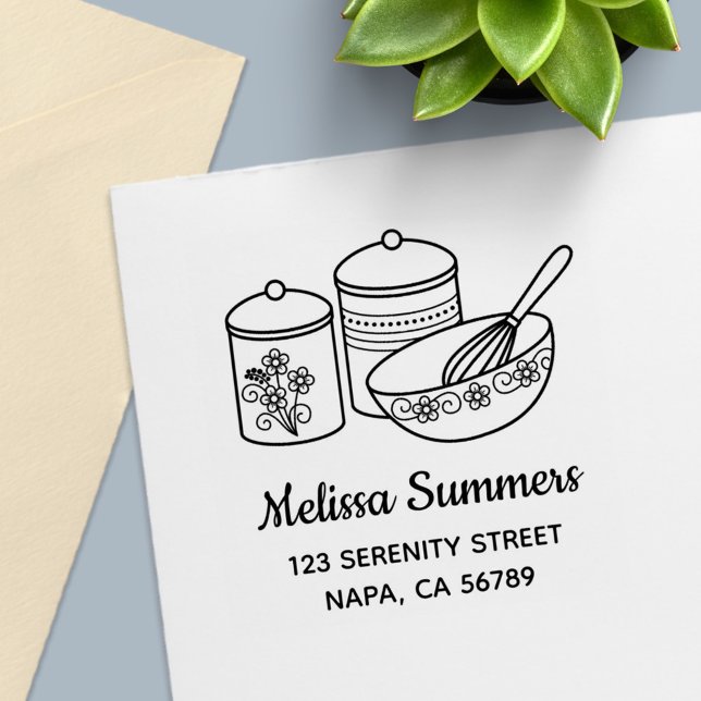 Baking - Mixing Bowl, Whisker, Canisters Address Self-inking Stamp (Creator Uploaded)