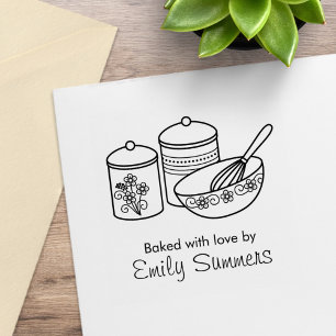 Baking - Mixing Bowl, Whisker, Canisters Name Rubber Stamp