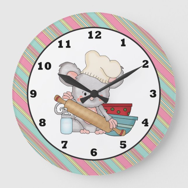 Baking Mouse cartoon kitchen wall clock (Front)