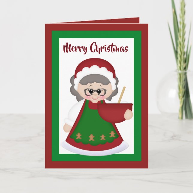 Baking Mrs. Claus add message Christmas card (Front)