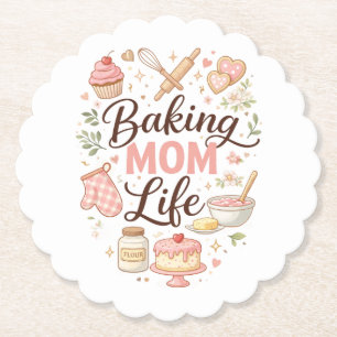Baking Mum Life" Illustrated Floral Coaster Set –