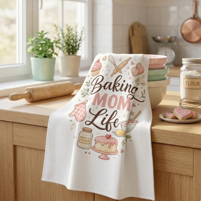 Baking Mum Life Kitchen Towel - Cute Pastel Flour  (Creator Uploaded)