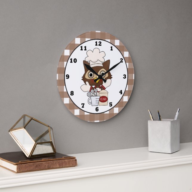 Baking Owl cartoon kitchen wall clock (Office)