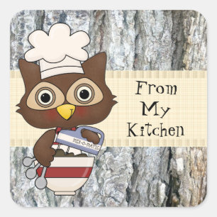 Baking Owl kitchen fun sticker