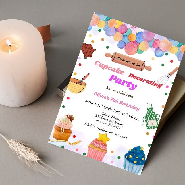 Baking party girl decorating birthday party,  invitation (Creator Uploaded)