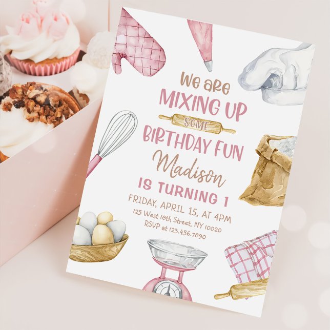 Baking Party Girl Kids Cooking Birthday  Invitation (Creator Uploaded)