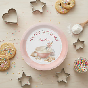 Baking Party Girls Birthday Elegant Bawl & Whisk Paper Plate