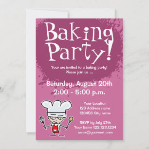 Baking party invitations Custom invites