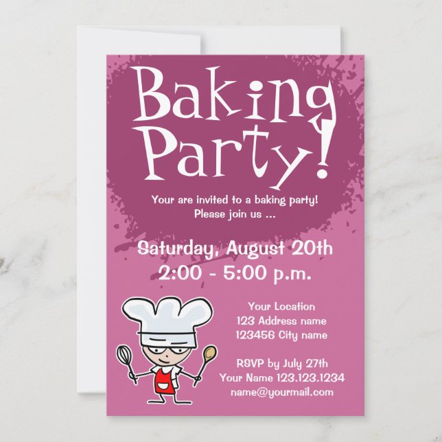 Baking party invitations | Custom invites (Front)