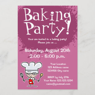 Baking party invitations   Custom invites