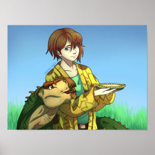 Baking Pie for a Dinosaur Poster