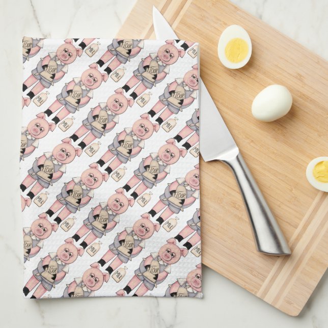 Baking Pig Pattern kitchen towel (Quarter Fold)