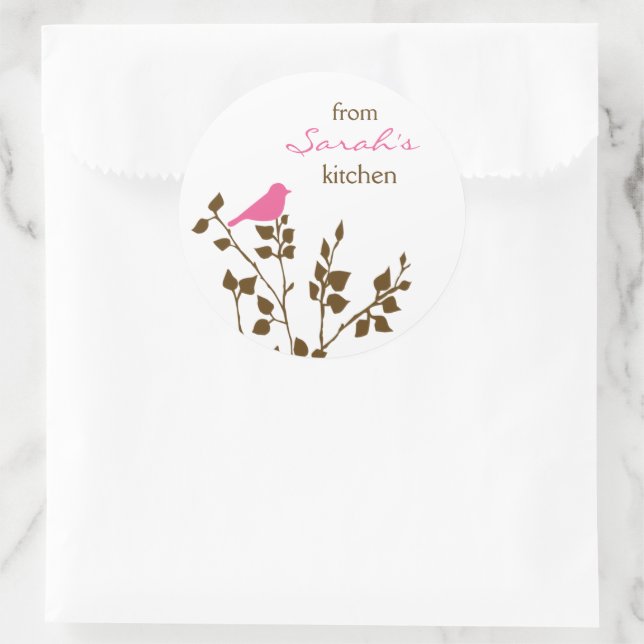 Baking Pink and Brown Bird Kitchen Stickers (Bag)