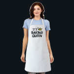 Baking Queen apron with cute princess crown design<br><div class="desc">Baking Queen apron with cute princess crown design. Funny bib aprons for women and girls. Available in small, medium and big sizes. Add your own personalised name optionally. Fun Birthday or Mother's Day gift idea for mum. Available in white or customise into any colour. Also great for cooking, art &...</div>