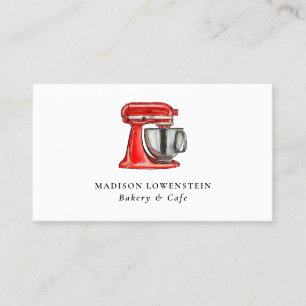 Baking Red Whisk Caterer Pastry Chef Modern Business Card