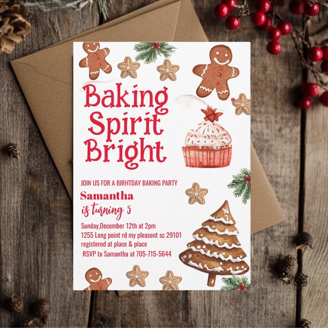 Baking Spirit Bright Christmas Cookie Birthday Invitation (Creator Uploaded)