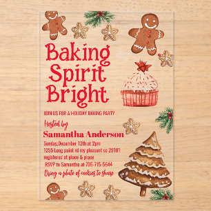 Baking Spirit Bright   Christmas Cookie Exchange  Acrylic Invitations
