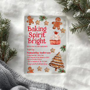 Baking Spirit Bright   Christmas Cookie Exchange  Acrylic Invitations