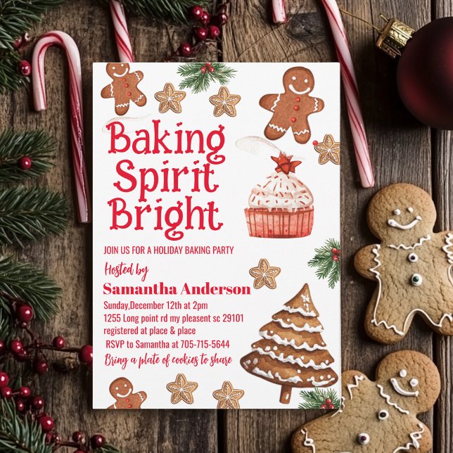Baking Spirit Bright | Christmas Cookie Exchange  Invitation (Creator Uploaded)