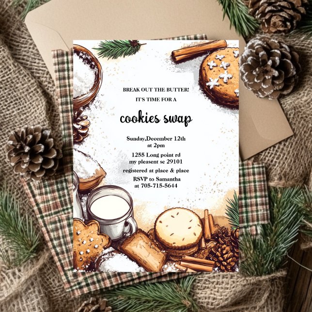 Baking Spirit Bright Pastel Pink Cookie Exchange  Invitation (Creator Uploaded)