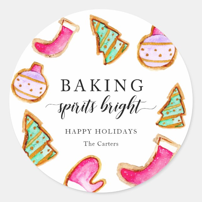 Baking Spirits Bright Baking Party Simple  Classic Round Sticker (Front)