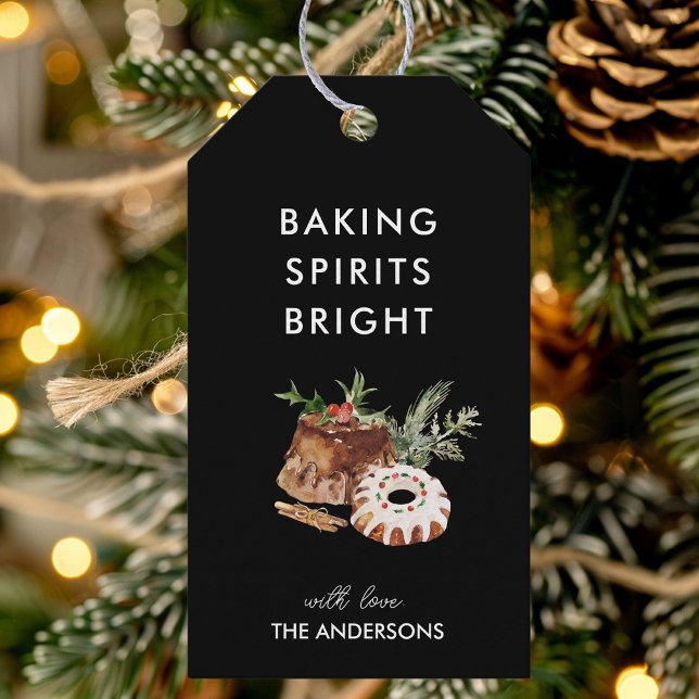 Baking Spirits Bright Black Christmas Cookie Gift Tags (Creator Uploaded)