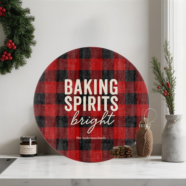 Baking Spirits Bright Buffalo Plaid Christmas Cutting Board (Creator Uploaded)