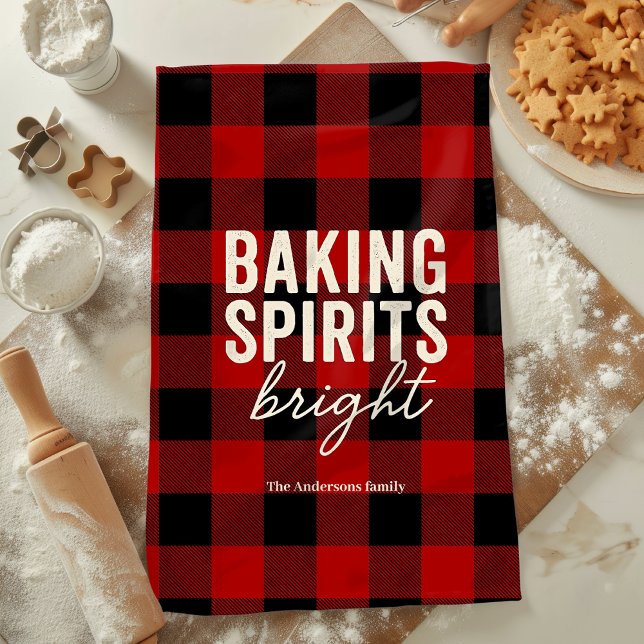 Baking Spirits Bright Buffalo Plaid Christmas Tea Towel (Creator Uploaded)