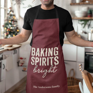 Baking Spirits Bright Burgundy Christmas Apron