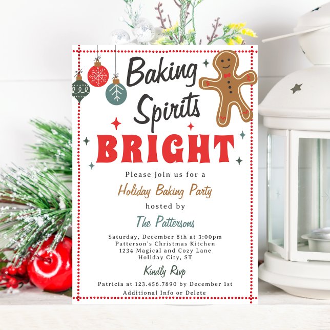 Baking Spirits Bright Christmas Cookie Decorating  Invitation (Creator Uploaded)