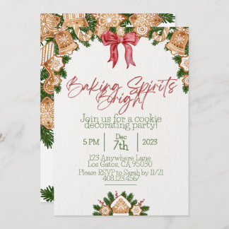 Baking spirits bright Christmas cookie invitation