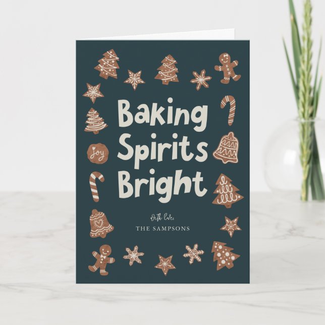 Baking Spirits Bright Christmas Cookies Holiday Card (Front)