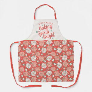 Baking Spirits Bright Christmas Floral Custom Apron