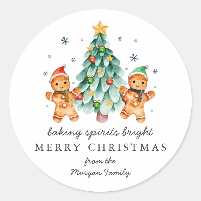 Baking Spirits Bright | Christmas Holiday Classic  Round Sticker (Front)