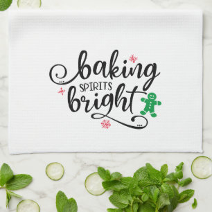 Baking Spirits Bright   Christmas Holiday Fun Tea Towel