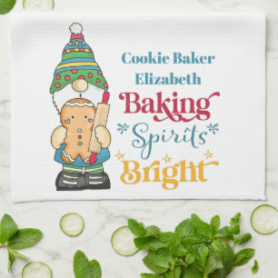 Baking Spirits Bright Christmas Holiday Tea Towel