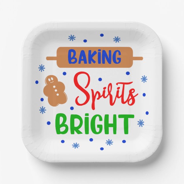 Baking Spirits Bright Christmas Paper Plates (Front)