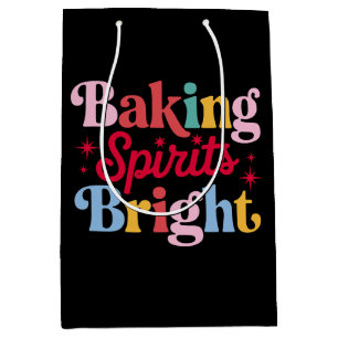 Baking Spirits Bright Christmas Retro Groovy Xmas Medium Gift Bag