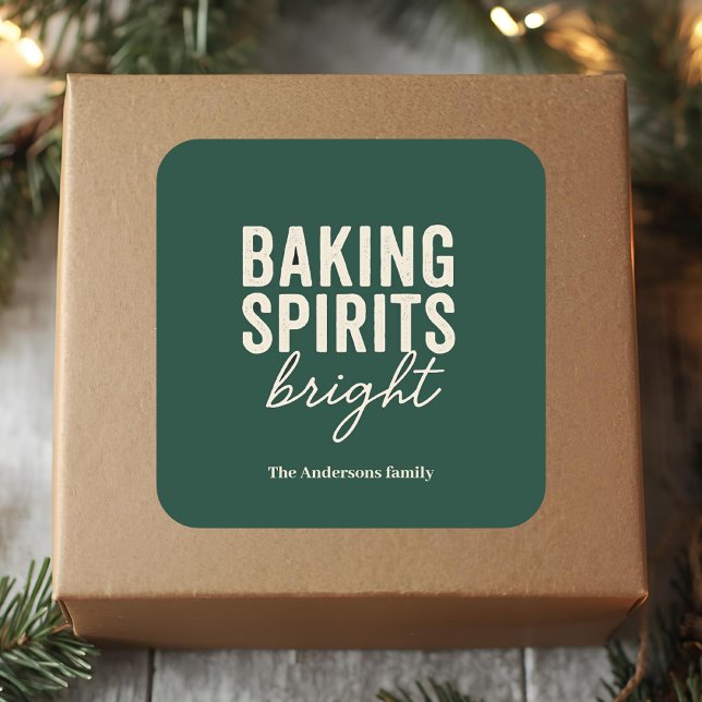 “Baking Spirits Bright Christmas Square Sticker (Creator Uploaded)