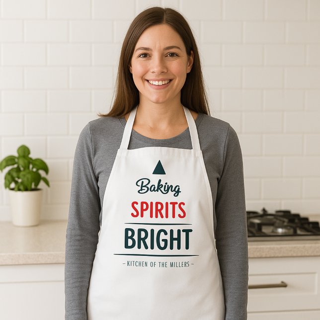 Baking Spirits Bright Christmas Tree Custom Name Apron (Creator Uploaded)