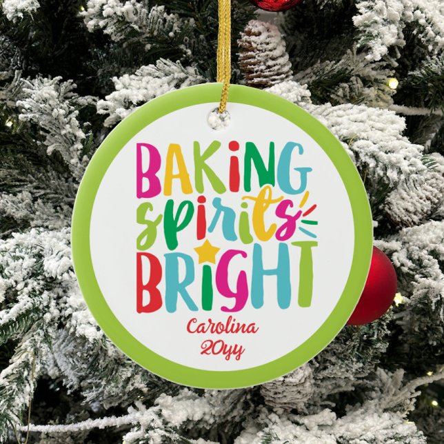 Baking Spirits Bright Colourful Christmas Treats Ceramic Ornament (Creator Uploaded)