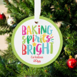 Baking Spirits Bright Colourful Christmas Treats Ornament<br><div class="desc">This Christmas design features the text "baking spirits bright" in fun, colourful typography. Click the customise button for more flexibility in adding/modifying the text and/or graphics! Variations of this design as well as coordinating products are available in our shop, zazzle.com/store/doodlelulu. Contact us if you need this design applied to a...</div>