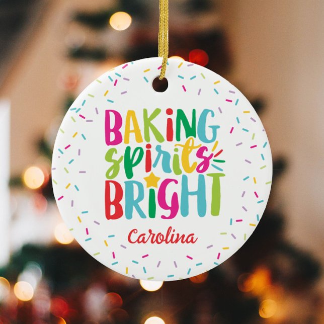 Baking Spirits Bright Colourful Sprinkles Christma Ceramic Ornament (Creator Uploaded)