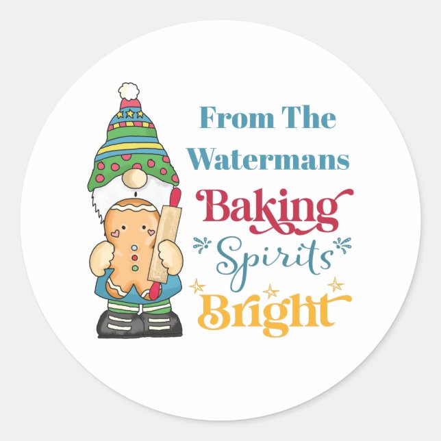Baking Spirits Bright Cookie Christmas Holiday  Classic Round Sticker (Front)