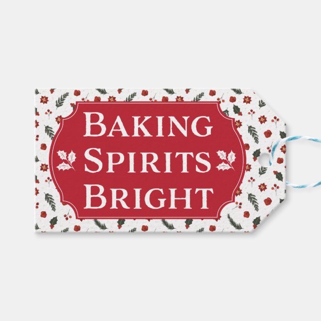 Baking Spirits Bright Cookie Christmas Holiday Gift Tags (Front (Horizontal))