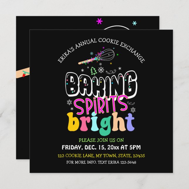 Baking Spirits Bright Cookie Exchange Flat Card (Front/Back)