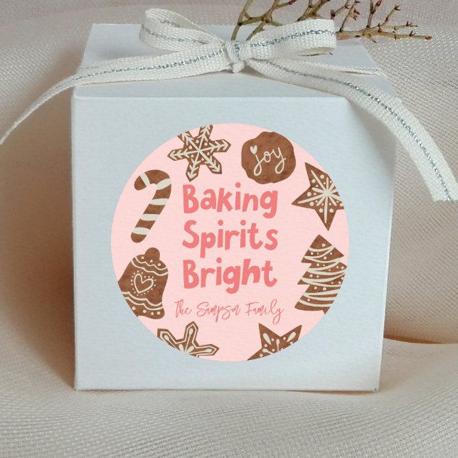 Baking Spirits Bright Cookie Exchange Pink Classic Round Sticker (Creator Uploaded)