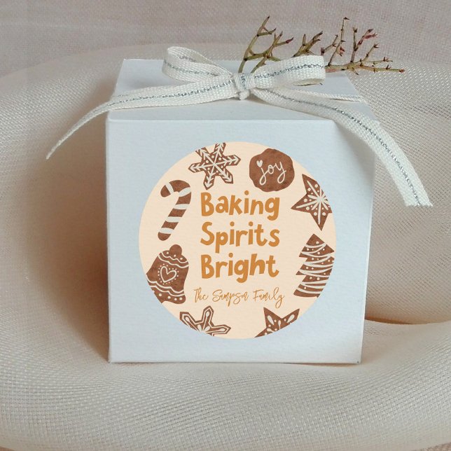 Baking Spirits Bright Cookie Exchange Yellow Classic Round Sticker (Creator Uploaded)