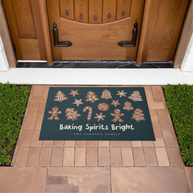 Baking Spirits Bright Festive Holiday Cookies Doormat (Outdoor)